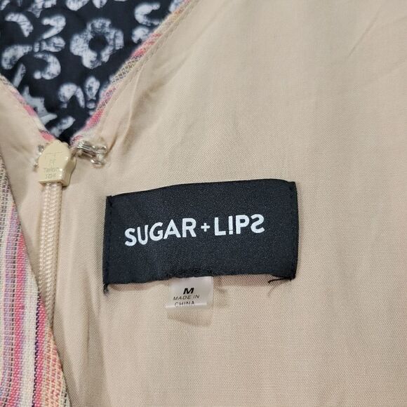 Sugar + Lips Women's Medium Striped V Neck Casual Chic Midi Dress - Picture 5 of 7